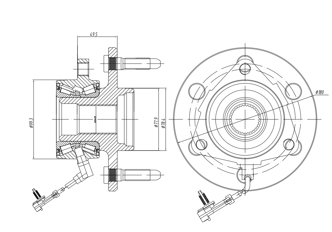 515036 hub unit bearing structure