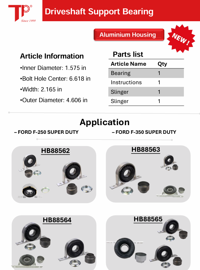 Aluminium housing driveshaft support bearing